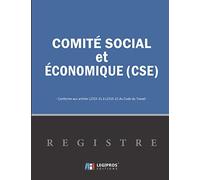 Registre Comité Social et Économique (CSE): v1-10 Format large | Conforme aux articles L2315-21 à L2315-22 du Code du Travail | 21,59cm x 27,94cm | fond bleu bandeau horizontal noir gauche