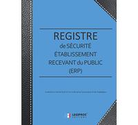 Registre de Sécurité ERP: v1-2 Format large | Établissement recevant du Public | Conforme à l'article R123-51 du Code de la Construction et de l'Habitation | bleu imitation cuir noir