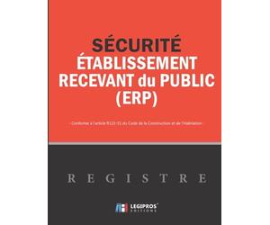 Registre de Sécurité ERP: v1-8 Format large | Établissement recevant du Public | Conforme à l'article R123-51 du Code de la Construction et de l'Habitation | orange bandeau horizontal noir