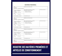Registre des matières premières et articles de conditionnement: 81 Pages