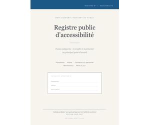 Registre public d'accessibilité: ERP toutes catégories, conforme au décret n° 2017-431 et à l'arrêté du 19 avril 2017. Attestations annuelles de ... à jour. Grand format A4, édition 2026-2027