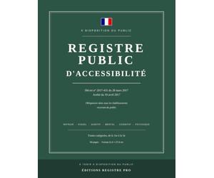 Registre Public d'Accessibilité: Établissement Recevant du Public - Registre conforme au décret n° 2017-431 du 28 mars 2017 et à l'arrêté du 19 avril ... ERP - 98 pages - Grand format 21,6 x 27,9 cm