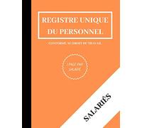 REGISTRE UNIQUE DU PERSONNEL - SALARIES: 1 page par salarié | carnet de 110 pages