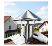 Réglable Couvercle de Pluie de Toit Acier Inox 304 pour Tuyau Poêle a Bois | Chapeau Cheminée Sans Grille Pare-débris/oiseaux Serrage Boulonné pour Montage Bricolage Toit(130mm/5in)