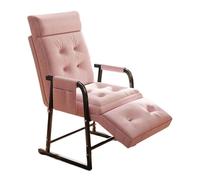Réglable Le fauteuil inclinable pliant de bureau à domicile peut s'allonger plat, canapé for personne paresseuse, pause déjeuner avec pieds et dossier, lit simple, balcon, maison, repos(Pink)