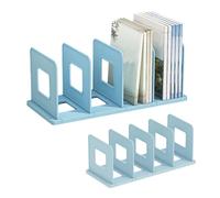 Réglable Presse Livre Serre,Trieur de fichiers de bureau,Classeur de bureau,Porte-revues,Rangement bureau,Étagère de courrier,Organisateur de bureau,Porte revue à 4 compartiments,Serre Livre (Bleu)