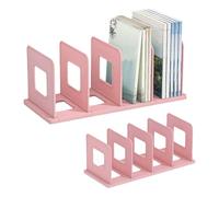 Réglable Presse Livre Serre,Trieur de fichiers de bureau,Classeur de bureau,Porte-revues,Rangement bureau,Étagère de courrier,Organisateur de bureau,Porte revue à 4 compartiments,Serre Livre (Rose)