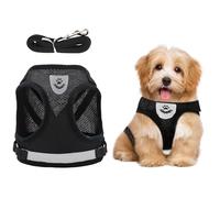 Réglable Réfléchissant Harnais Veste, Ensemble Harnais et Laisse, Harnais Chien Chat, Harnais Gilet Animaux Compagnie, Harnais Réglable Sans Traction, Laisse de Poitrine en Maille pour Chat Chiot (XS)