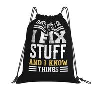 Réglable Sac à Dos à Cordon C'est ce Que Je Fais, Je répare des Choses et Je Sais des Choses Sac à Dos léger Sac à Motifs 36x42cm pour Piscine,Rangement de vêtements Chaussures,Plage