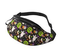 Réglable Sac Banane Voyage Friandises d'halloween Tête De Citrouille Fantôme Sac Ceinture avec Prise Casque Fanny Pack pour Vacance Homme Femme 14X35Cm
