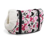 Réglable Sac pour Chien,Sac Transport Chat Voie de Plein air Pet Sac à bandoulière Confortable Sacs Country Style Floral Chiot Carrier Soux Souchail Suspension Nid pour(Pink Heart,S)