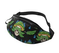 Réglable Sac Sacoche Banane Champignon Crâne De Feuilles De Cannabis Psychédéliques Sac De Sport Vélo Léger Sacoche Homme Bandouliere pour Vacances Alpinisme Running 14X35Cm