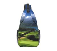 Réglable Sacoche Porté épaule Golf tropical pittoresque d'Hawaï Sac De Poitrine Antivol,Polyester Sac D'Epaule pour Camping Voyage Cyclisme
