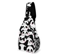 Réglable Sacoche Porté épaule Pandas de dessins animés mignons Sac à Bandoulière Antivol,Polyester Sac à Dos Militaire pour Voyage école Cyclisme