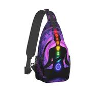 Réglable Sacoche Tactique Méditation Yoga des Sept Chakras, Mandala Violet Lotus Sling Bag Antivol Sac à Poitrine pour Homme Camping Voyage