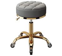 Réglable Tabouret Roulant Stool sur roulettes, Salon Beauté Médical Ronde Pivotante Chaise avec Tige À Air SGS et Dorées 5 Griffes, Hauteur 48-65 cm(Color:Gris foncé)
