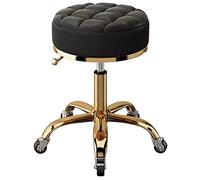 Réglable Tabouret Roulant Stool sur roulettes, Salon Beauté Médical Ronde Pivotante Chaise avec Tige À Air SGS et Dorées 5 Griffes, Hauteur 48-65 cm(Color:Noir)