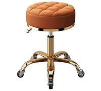 Réglable Tabouret Roulant Stool sur roulettes, Salon Beauté Médical Ronde Pivotante Chaise avec Tige À Air SGS et Dorées 5 Griffes, Hauteur 48-65 cm(Color:Orange)