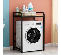 RéGlables Kit Superposition Lave Linge Seche Linge, Universel 4 Tige De Renfort SuppléMentaire Capacité Charge 400kg, Plan De Travail Machine à Laver Et Seche Linge en Métal (BlackWood, 70x60x110cm)