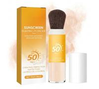 RéGlage de CrèMe Solaire MinéRale, CrèMe Solaire MinéRale Visage, Spf 50 P Poudre Solaire Transparente Avec Brosse, pour Visage Et Cuir Chevelu, Brillance, Longue Tenue