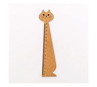 Règle, 1 pièce Chat Règle Droite En Bois Kawaii Outils Papeterie Dessin Animé Cadeau Coréen Bureau Fournitures Scolaires Ensemble(Yellow)