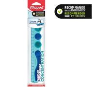 Maped - Règle 20cm Kidy Learn Concentration - Matière PET Incassable - Zones Tactiles amovibles - Système Grip - Graduation Contrastée