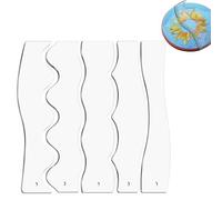 Règle à bord ondulé - 5 règles de incurvées en acrylique, guide de matelassage à bords ondulés | Aide à la mise en forme de motif flexible pour couper les bordures, appliques de