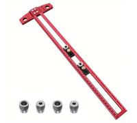 Règle à tracer en alliage d'aluminium de type T pour le travail du bois - Jauge de ligne à 90 degrés avec échelle métrique en pouces pour meubles et armoires - Rouge - 500 mm (500 mm)