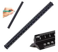 Règle architecturale triangulaire, 30 cm, standard, pour architectes, étudiants, dessinateurs et ingénieurs, noir (1:100, 1:200, 1:250, 1:300, 1:400, 1:500)