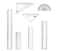 Règle BEIIEB 7 pièces - Ensemble de règles transparentes en plastique durables avec mesures impériales et métriques - 10 cm, 15 cm, 20 cm, 30 cm - Pour l'école, le bureau et la maison