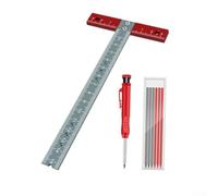 Règle carrée en T en alliage d'aluminium pour le travail du bois et du métal, 170 mm x 85 mm avec décalage de 1 mm, usinée de précision CNC, graduations métriques, compatible avec tapis de coupe et