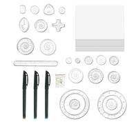 Règle courbe pour faire des motifs, règle de gabarit de dessin | avec bords irréguliers | Ensemble de motifs de graffiti pour scrapbooking avec 3 stylos, pâte à modeler, guide et 20 feuilles en pa