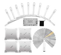 Règle d'action de guitare - Outils de mesure de rayon avec sac de rangement, outils de configuration de guitare en acier inoxydable, règle d'action de corde pour musiciens, guitaristes