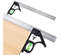 Règle d'angle de Combinaison, Equerre à Combinaison 300mm en Acier Inoxydable Équerre Combinée Réglable 45/90 Degrés Équerre Combinée Multifonction Universal 300 mm 12 Pouces