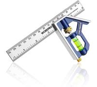 WORKPRO Règle d'angle de Combinaison, Equerre à Combinaison 150mm en Acier Inoxydable, Equerre Combinée avec Niveau à Bulle et Tire-Lignes Pratique, Idéal pour Mesure, Marquage