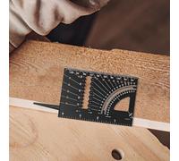 Règle d'angle en alliage d'aluminium pour le travail du bois - Outil de mesure d'angle d'onglet avec rapporteur localisateur, échelle horizontale et verticale, mortaise à queue d'aronde (noir)