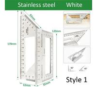 Règle D'angle Multifonctionnelle En Alliage D'aluminium Résistant,Calcul Précis,Travail,Angle Carré,Jauge De Marquage,Outil De Charpentier,45,90,1 Pièce - Type Style 1 White