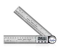Règle D'angle Numérique, Preciva Rapporteur, Mesure de Longueur 400 mm et d'Angle en Acier Inoxydable avec HOLD/Rev, Zéro et Grand Ecran LCD, Mm/Inch, pour le Travail du Bois/Construction (Argent)