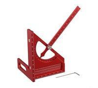 Règle d'angle semi-circulaire en alliage d'aluminium de 0 à 180° pour le travail du bois, outil de mesure et de marquage avec design multifonction, traitement CNC (rouge)