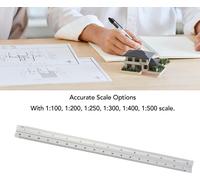 Règle d'architecture Règle de 30 cm de portée Aluminium Conception concave précise Démontage triangulaire multifonctionnel pour l'ingénierie Argent