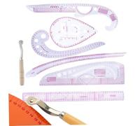 Règle de courbe française, 4 pièces/ensemble, règle de couture transparente et pliable, modèle dessin métrique pour la conception vêtements et la fabrication motifs, courbe française