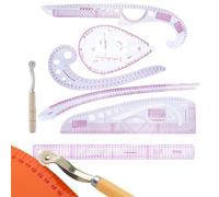Règle de courbe française 4pcs / ensemble à échelle à l'échelle transparente de la règle de couture pliable et à l'échelle modèle de dessin métrique pour la conception de vêtements de bricolage, souv