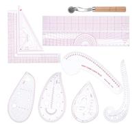 Règle de Couture Incurvée en Plastique pour Designers et Dressmakers | Échelle Claire, Traçage Facile, Lot Règle Droite et Triangle, pour Ourlets et Patrons