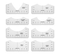 Règle de guidage pour t-shirts, outil d'alignement, calibrage du col rond et guidage d'alignement de couture pour la conception de vêtements (Règle col rond modèle blanc)