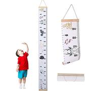 Règle de Hauteur pour Enfants, Tableau de Croissance pour Enfants, Tableau de Mesure de Hauteur Règle, Toile Et Bois Amovible Tenture Portable Toise Enfant Mural pour Bébé, Enfants, Garçons, Filles