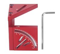 Règle de marquage multi-angle 3D à 45 degrés, outil carré de marqueur de ligne essentiel pour le travail du bois, règle à queue d'aronde en alliage d'aluminium avec clé (Rouge)