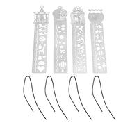 Règle de marque-page, règle de journal, règle en métal, mini règle, petite règle en métal, outils de dessin, règle de pochoir portable multifonctionnel 4 modèles de motifs de dessin animé