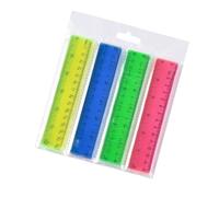 Règle de mesure 4 pièces, règles d'enseignement pour l'école et le bureau, règles droites colorées, ensemble transparent en plastique incassable, règle d'échelle métrique et en pouces