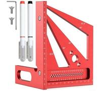 Règle de mesure d'angle 3D en aluminium rouge pour projets de bricolage de 22,5, 30, 45, 60, 67,5, 90 degrés