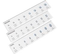 Règle de mesure de diamant, guide de forme - Kit de comparaison de taille et de forme de bague de fiançailles - Outil de comparaison pour forme ronde, ovale, princesse (3 pièces)